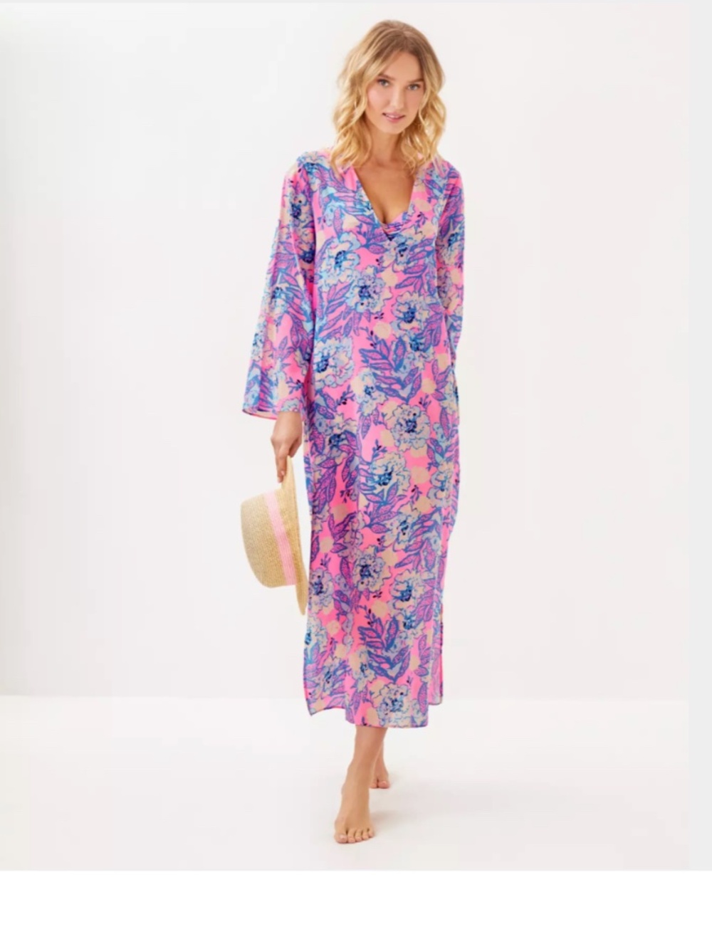 NWT Lilly Pulitzer Perry Long Sleeve MAXI Kaftan Cover-Up Totally Koalafied M